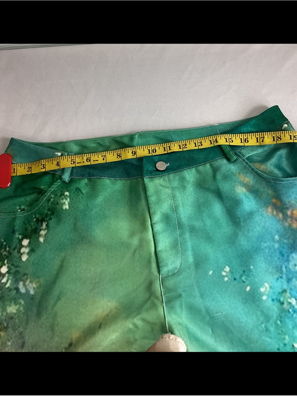Women’s High-Waist Wide-Leg Jeans in Teal Multi.60 - Picture 9 of 10